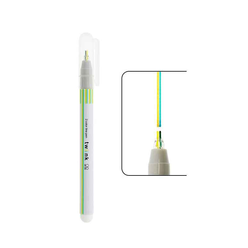 Sun-Star Twiink 2-Color Line Marker Pen Yellow x Mint