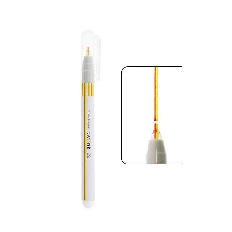 Sun-Star Twiink 2-Color Line Marker Pen Orange x Yellow