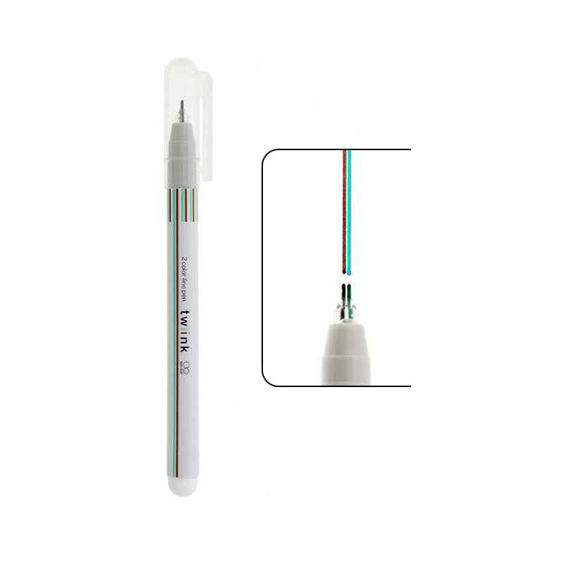 Sun-Star Twiink 2-Color Line Marker Pen Mint Brown