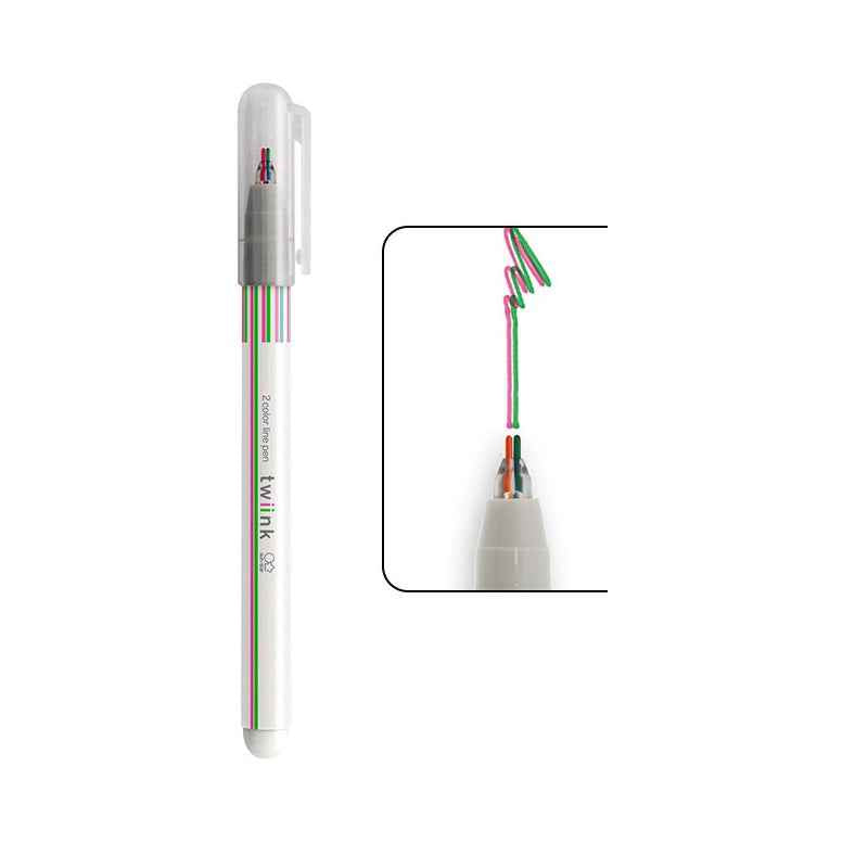 Sun-Star Twiink 2-Color Line Marker Pen Pink x Green