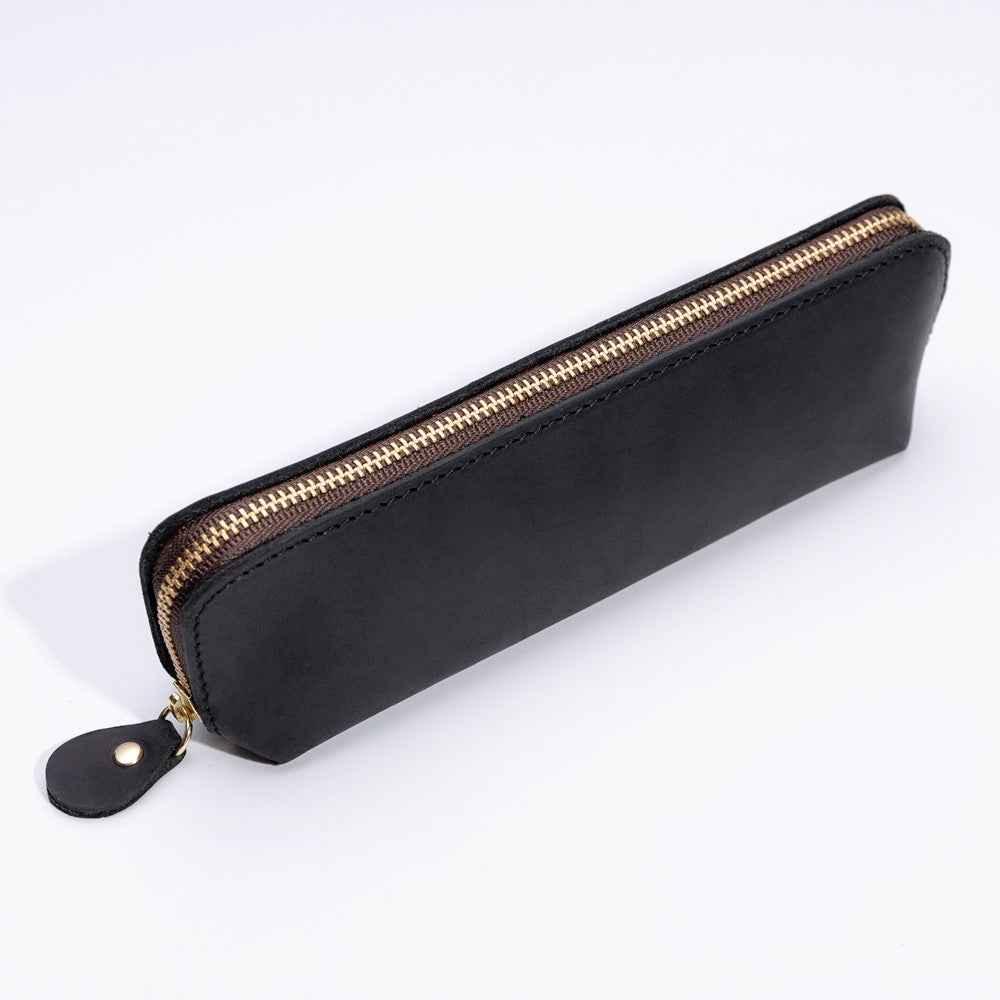 Genuine Leather Pencil Case (Pens,Cables,Stationery and Personal Items) Black