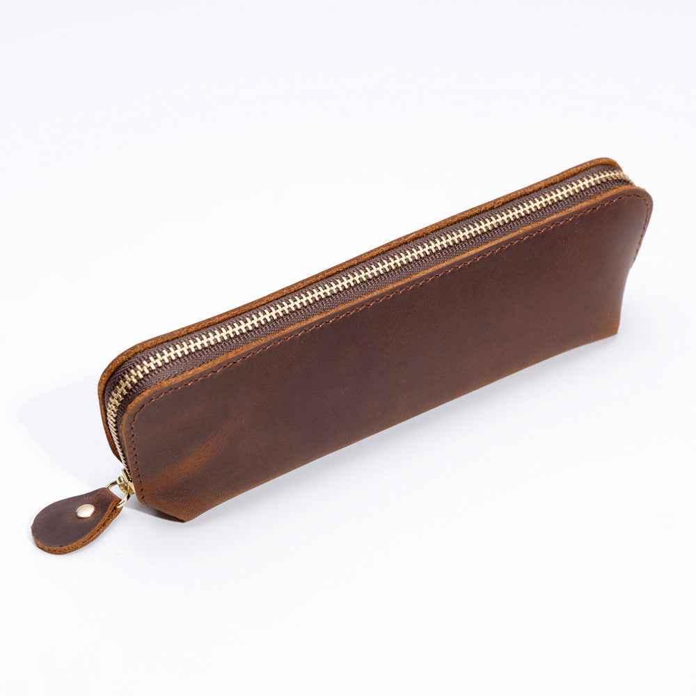 Genuine Leather Pencil Case (Pens,Cables,Stationery and Personal Items) Brown