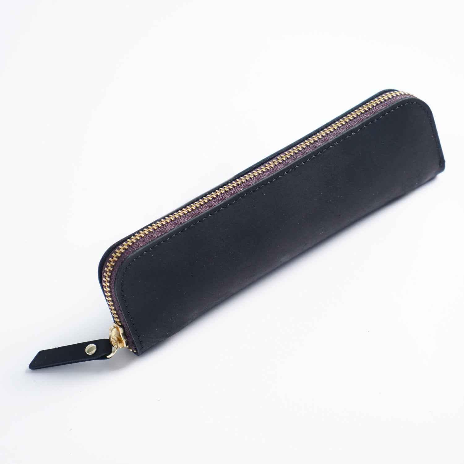 4 Divided Slots Zippered Leather Fountain Pen Case Pouch Black