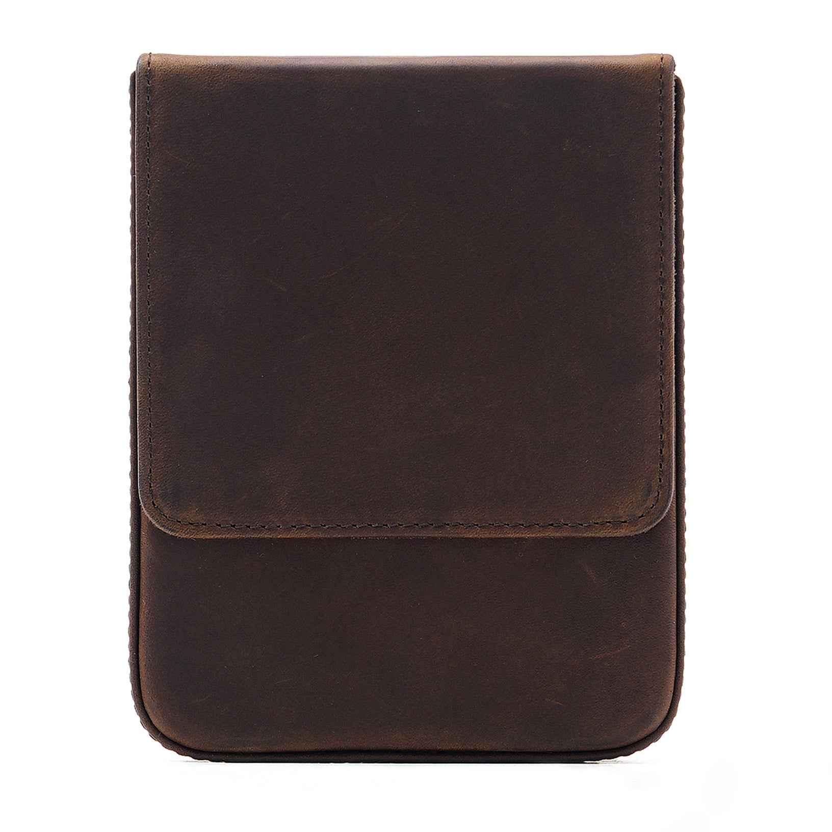 Vintage Leather Pen Case Storage with 6 Slots Coffee