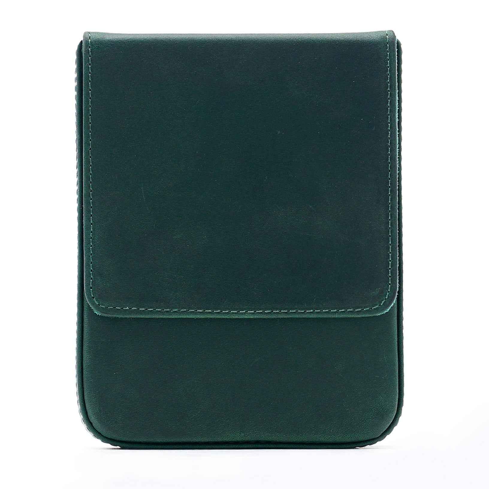 Vintage Leather Pen Case Storage with 6 Slots Green