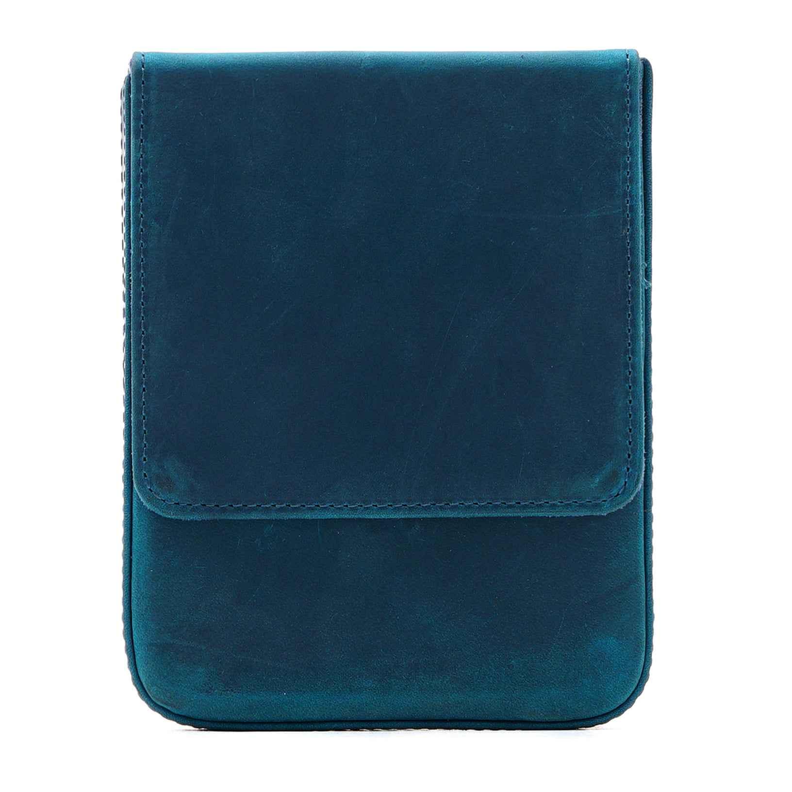 Vintage Leather Pen Case Storage with 6 Slots Blue