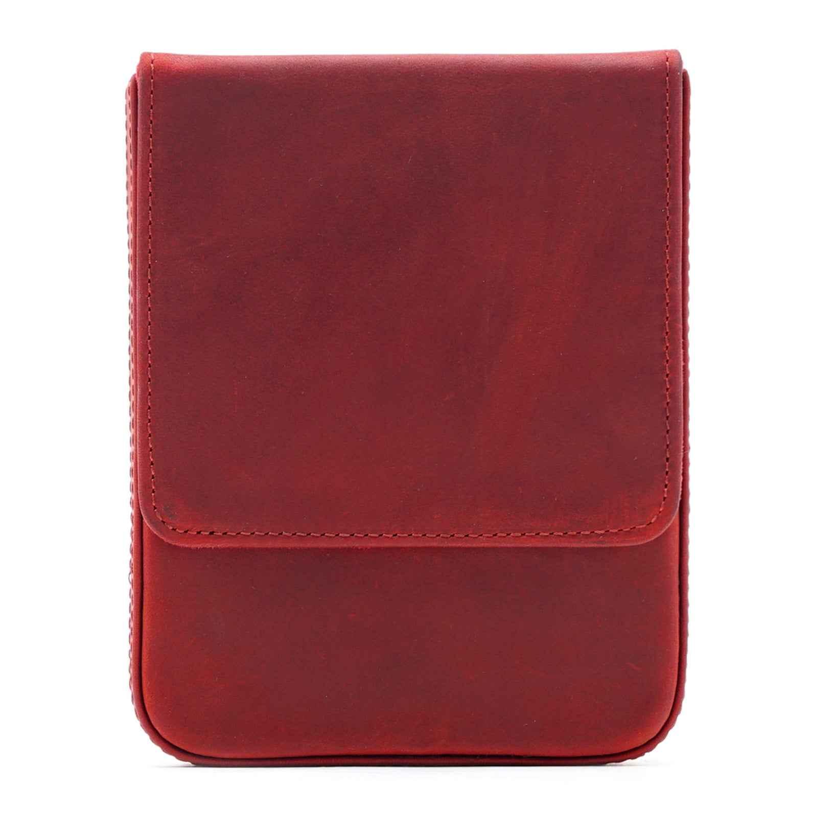 Vintage Leather Pen Case Storage with 6 Slots Red