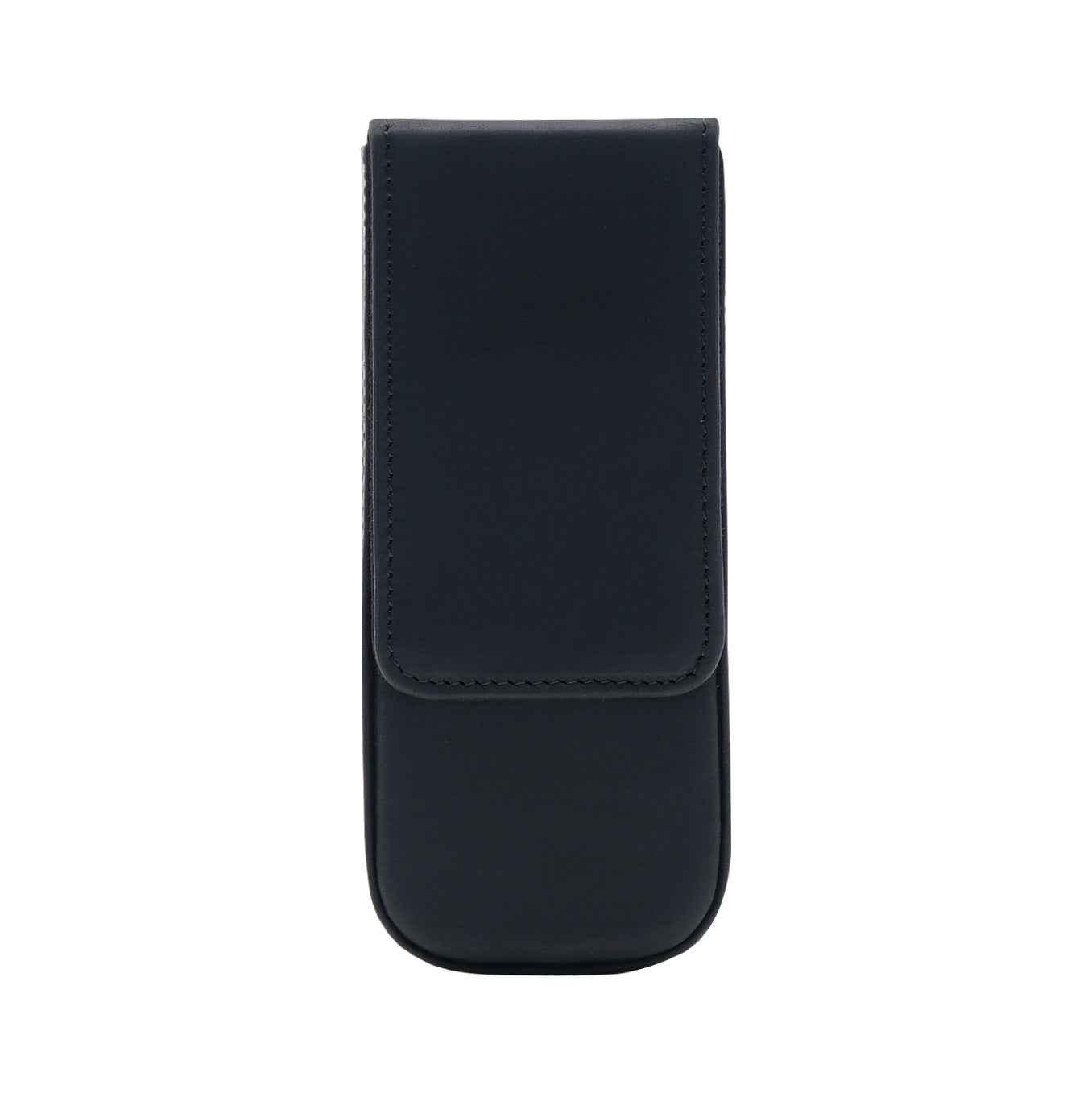 Vintage Leather Pen Case Storage with 3 Slots Black