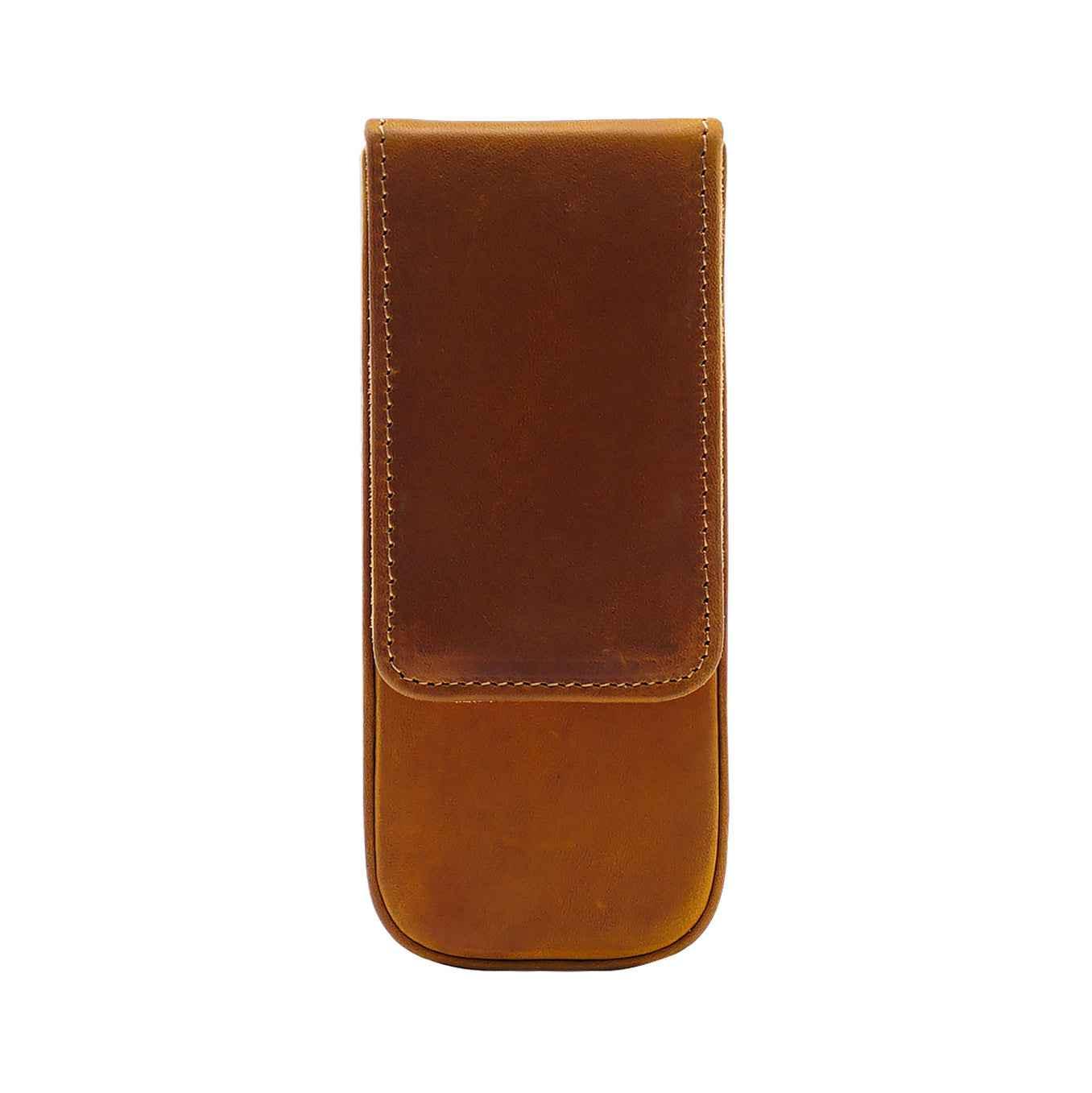 Vintage Leather Pen Case Storage with 3 Slots Brown