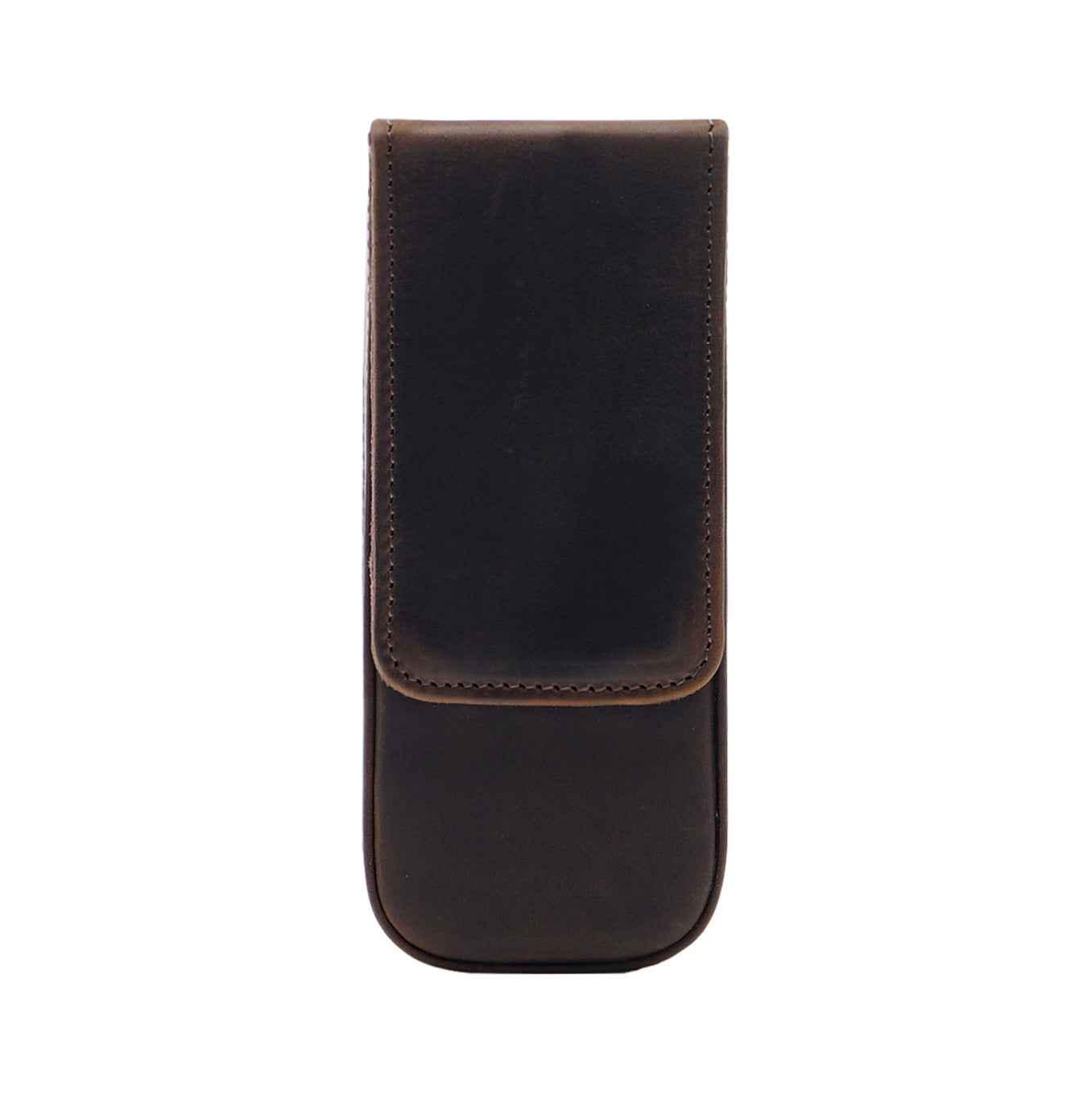 Vintage Leather Pen Case Storage with 3 Slots Coffee