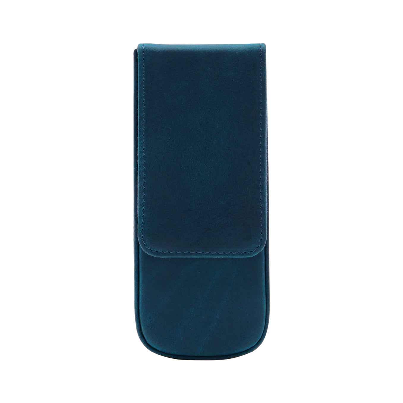 Vintage Leather Pen Case Storage with 3 Slots Blue