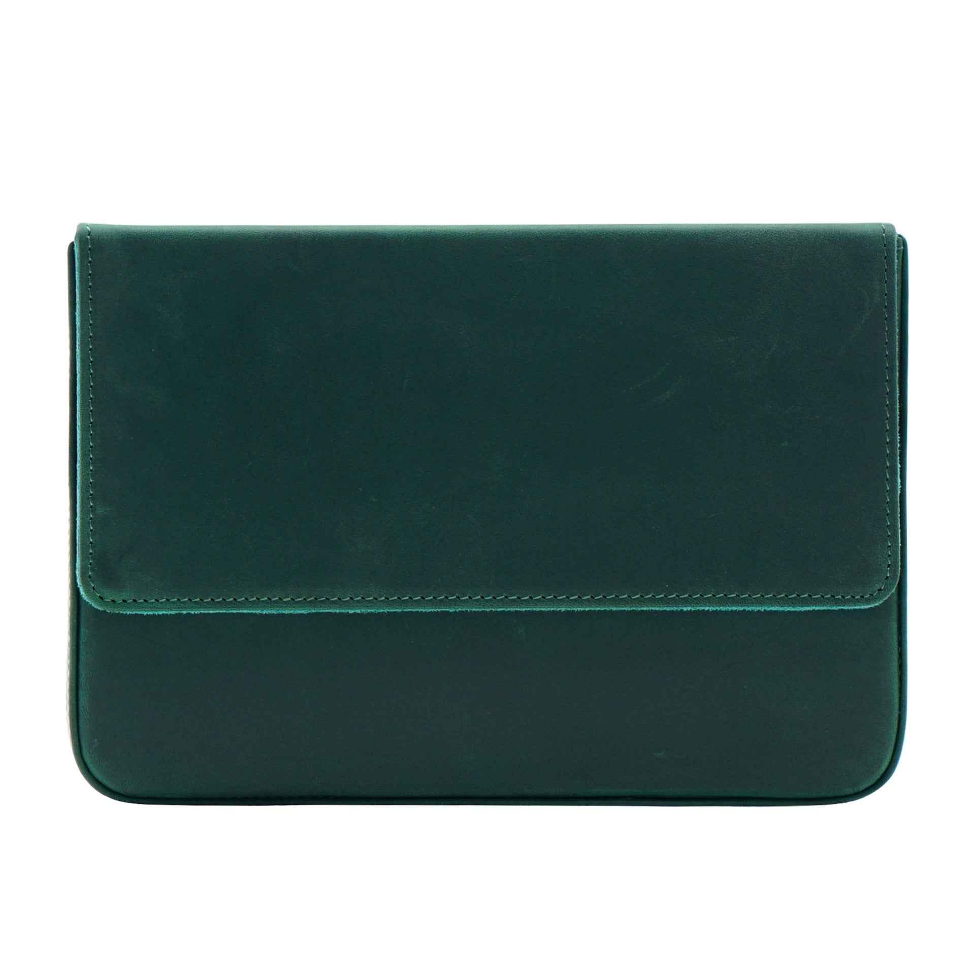 Leather Pen Case Storage with 12 Slots Green