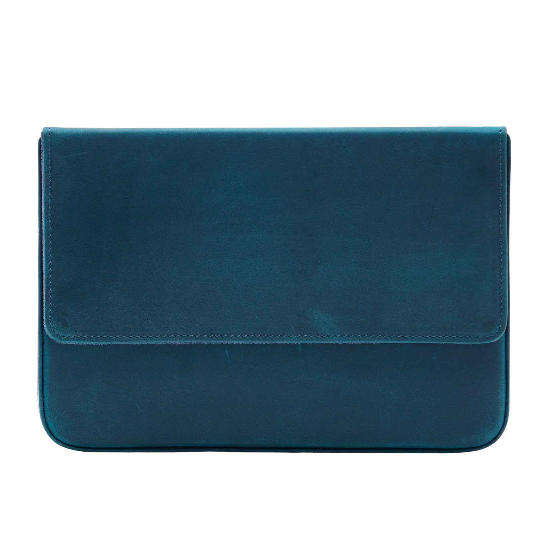 Leather Pen Case Storage with 12 Slots Blue