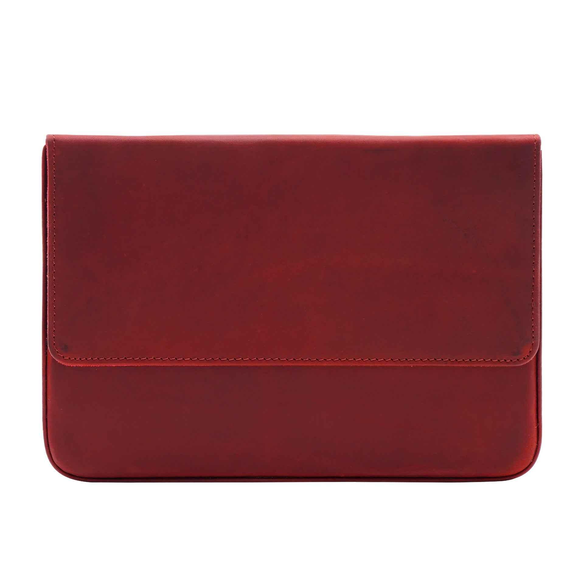 Leather Pen Case Storage with 12 Slots Red