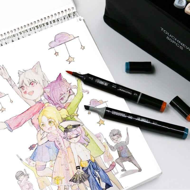 TOUCHNEW 80 Color Dual Tip Alcohol Brush Markers – TOUCHFIVE