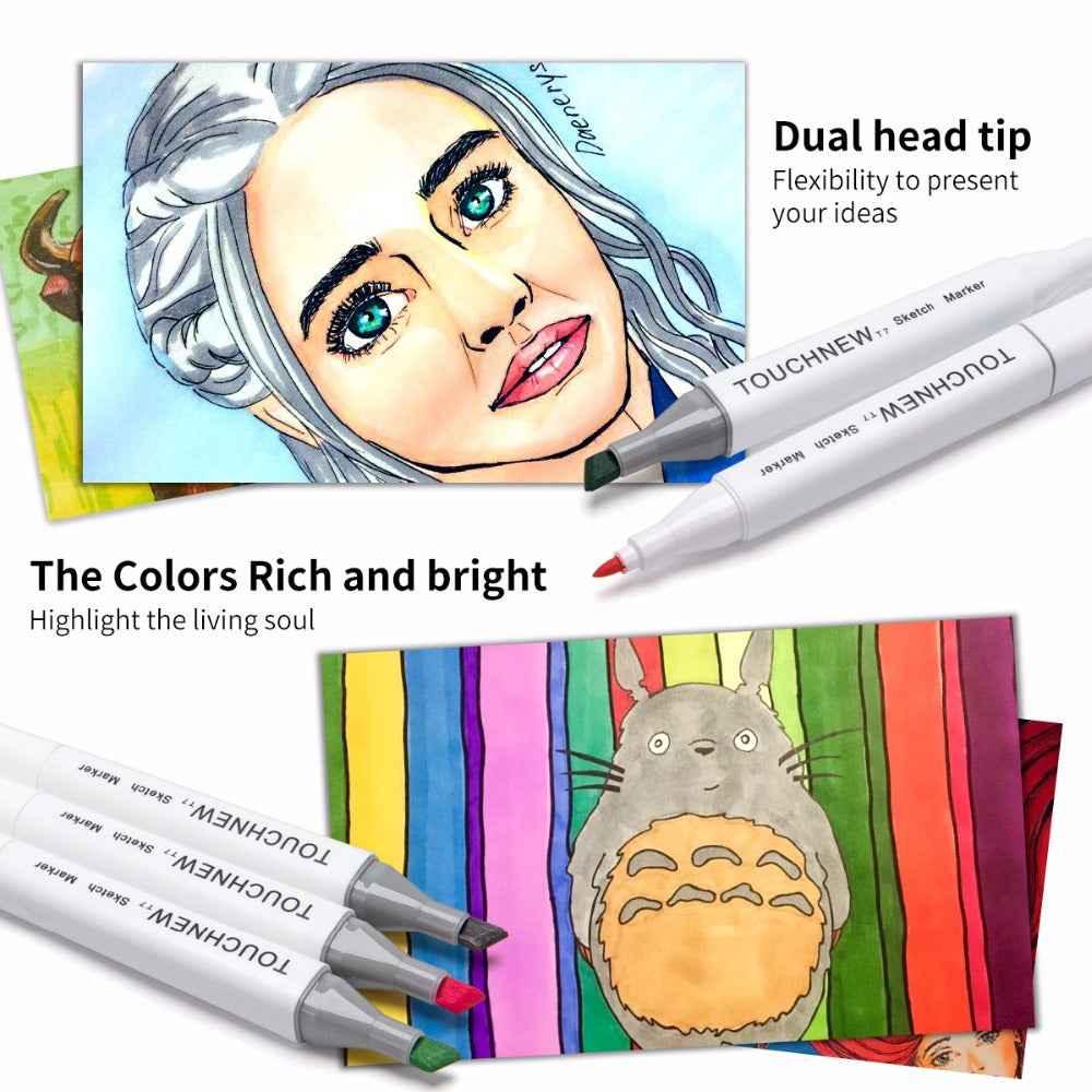 TOUCHNEW T7 168 Full Color Set Alcohol Based Sketch Art Markers