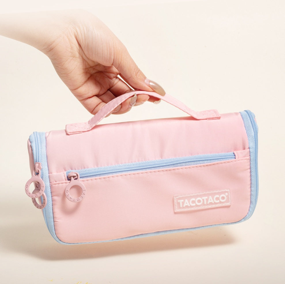 TACOTACO Large-Capacity Expandable Pencil Case – Stationery Pouch | 230 × 105 × 70mm | School, Studio & Desk Organiser Pink