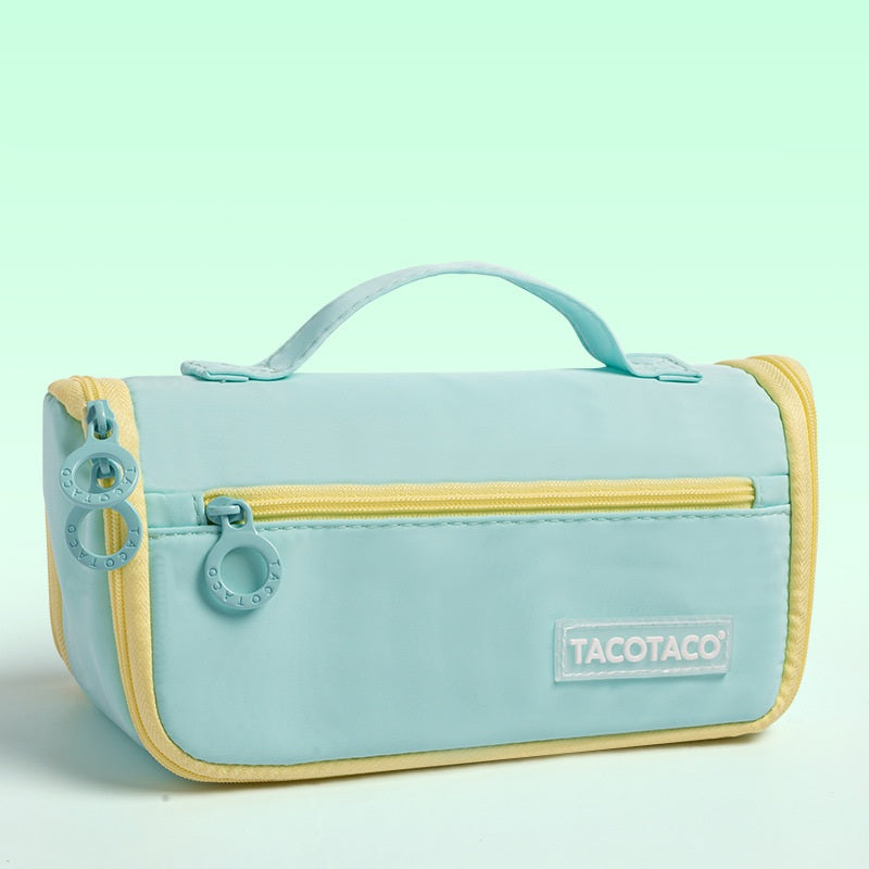 TACOTACO Large-Capacity Expandable Pencil Case – Stationery Pouch | 230 × 105 × 70mm | School, Studio & Desk Organiser Green