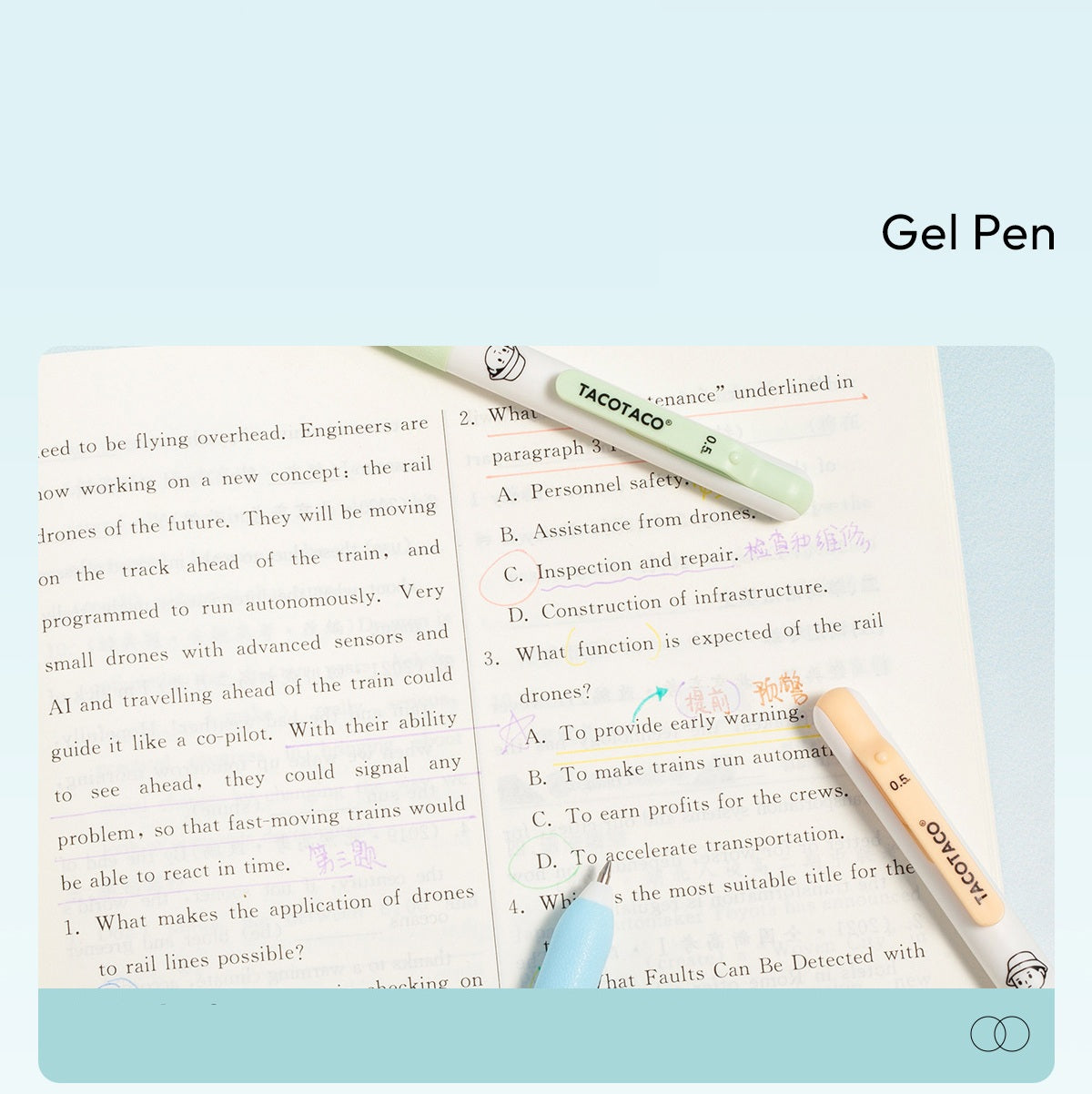 TACOTACO Retractable Colour Gel Pen Set – 12-Colour Pack | 0.5mm Click Gel Ink | Student Note-Taking, Journaling & Colour-Coded Study