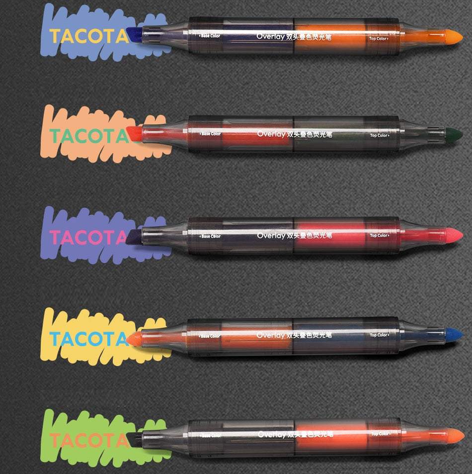 TACOTACO Dual-Tip Layering Highlighter Set – 10-Pen Collection | Overlapping Colour Blending for Journaling, Study Notes & Hand Lettering