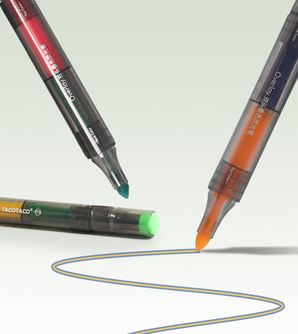 TACOTACO Dual-Tip Layering Highlighter Set – 10-Pen Collection | Overlapping Colour Blending for Journaling, Study Notes & Hand Lettering
