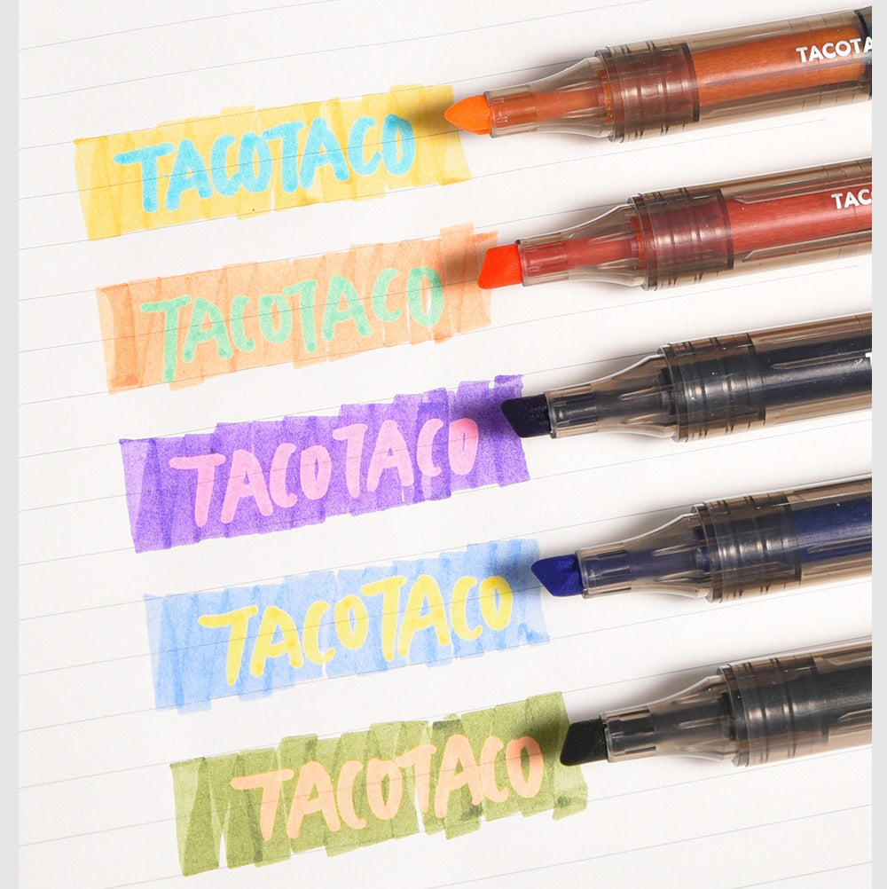 TACOTACO Dual-Tip Layering Highlighter Set – 10-Pen Collection | Overlapping Colour Blending for Journaling, Study Notes & Hand Lettering