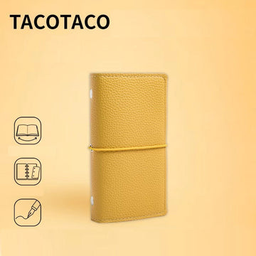 TACOTACO Soft-Cover Macaron Loose-Leaf Notebook – 60 Sheets | 6-Ring Binder with Elastic Closure | 84 × 150mm | Orange / Grass Green / Cloud White / Pink Orange