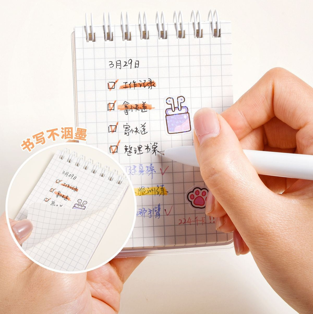 TACOTACO Pocket Spiral Notebook 6-Pack – A7 Mini Notepad | Waterproof Cover | Ruled ×2 + Grid ×2 + Blank ×2 | 74 × 105mm | Pocket Journal & Field Notes