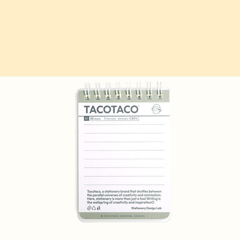 TACOTACO Pocket Spiral Notebook 6-Pack – A7 Mini Notepad | Waterproof Cover | Ruled ×2 + Grid ×2 + Blank ×2 | 74 × 105mm | Pocket Journal & Field Notes