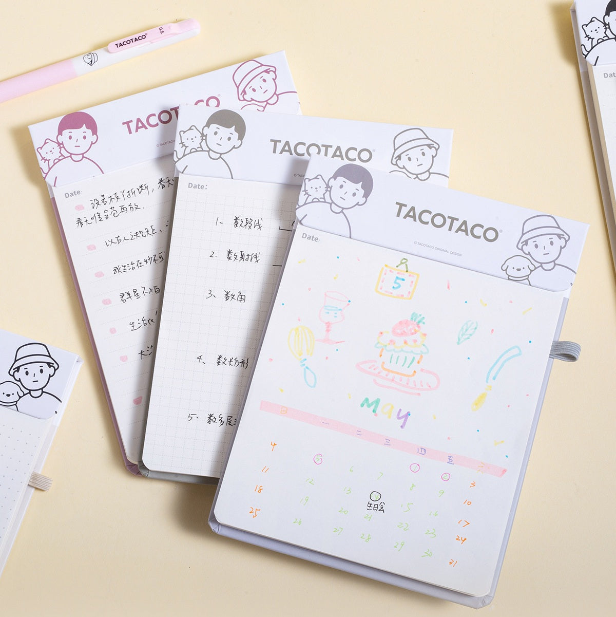 TACOTACO Magnetic Refillable Notebook – 80 Sheets 100gsm | 4 Page Styles: Blank / Dot Grid / Grid / Lined | Perforated Tearout | Pen Elastic Band | 193 × 139mm