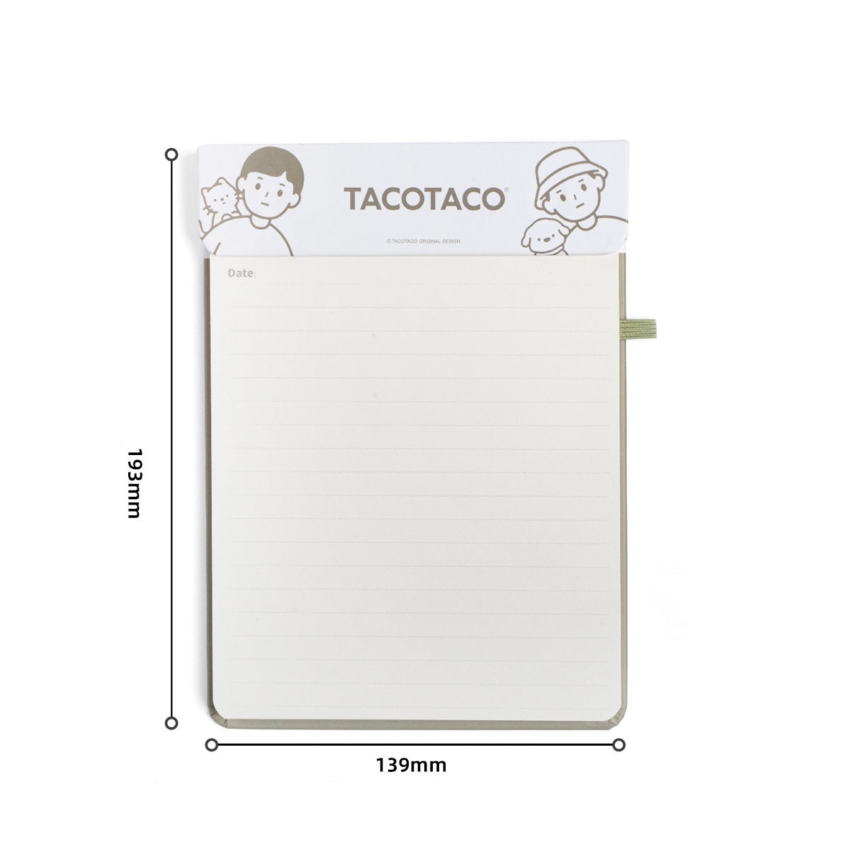 TACOTACO Magnetic Refillable Notebook – 80 Sheets 100gsm | 4 Page Styles: Blank / Dot Grid / Grid / Lined | Perforated Tearout | Pen Elastic Band | 193 × 139mm