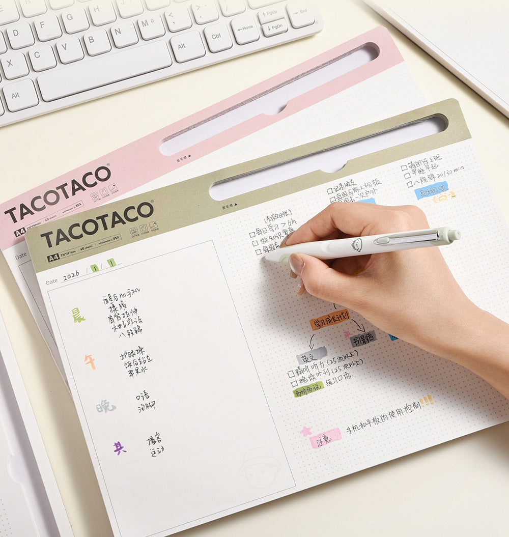 TACOTACO A4 Daily Planner & Idea Notebook | Desk Notepad with Pen Slot | 60 Sheets | 210×297mm | 2-Pack