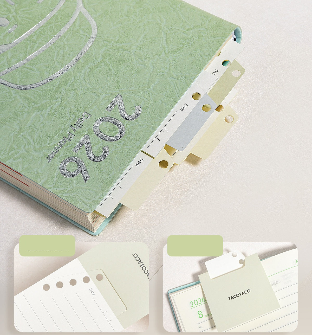 TACOTACO Bookmark Notepad 3-Pack – 2-in-1 Bookmark & Notepad with Ring Binding | 80 Sheets Each | 225 × 60mm | Ruled + Grid + Blank