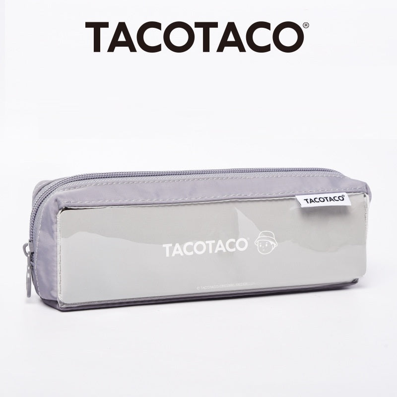 TACOTACO Stain-Resistant Triangular Pencil Case with PVC Window – 215 × 75mm | 80g | Black / Grey / Navy / Brown Black