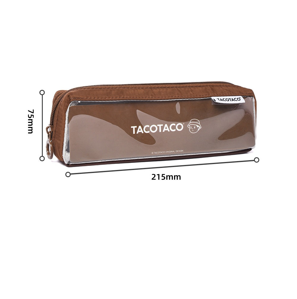 TACOTACO Stain-Resistant Triangular Pencil Case with PVC Window – 215 × 75mm | 80g | Black / Grey / Navy / Brown