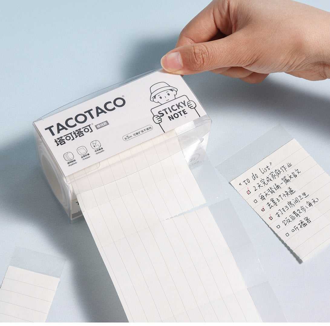 TACOTACO Expandable Transparent Sticky Notes 2-Pack – Foldable & See-Through | Ruled / Grid / Blank | 102 × 50 × 50mm | Repositionable Student Study Notes