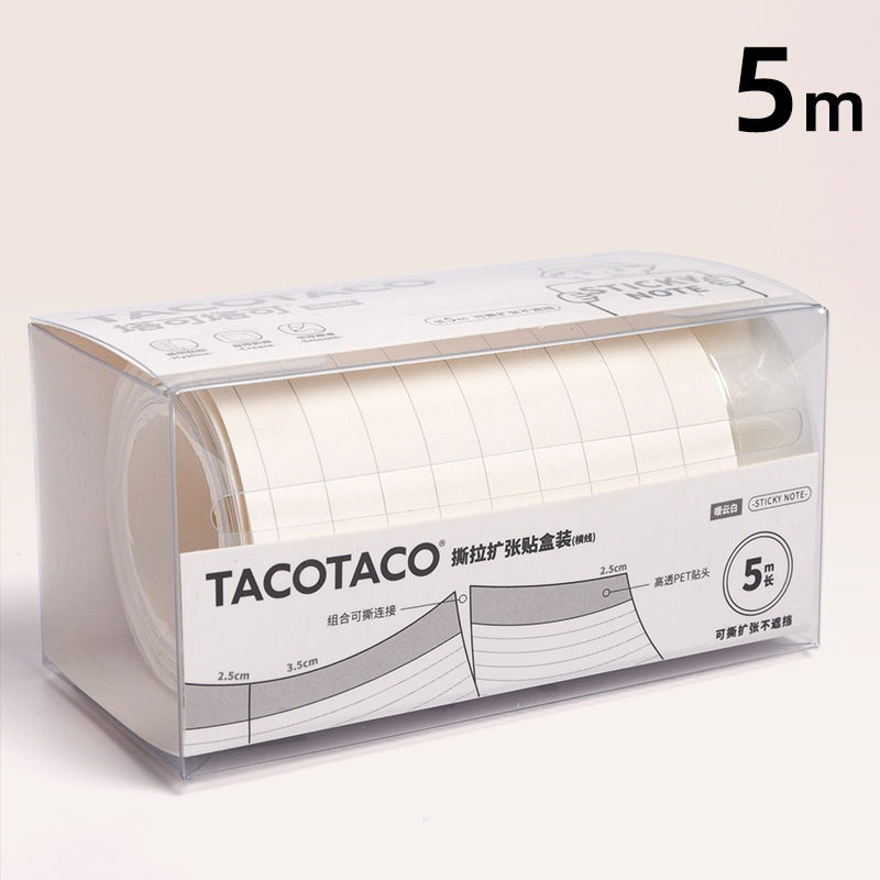 TACOTACO Expandable Transparent Sticky Notes 2-Pack – Foldable & See-Through | Ruled / Grid / Blank | 102 × 50 × 50mm | Repositionable Student Study Notes Line