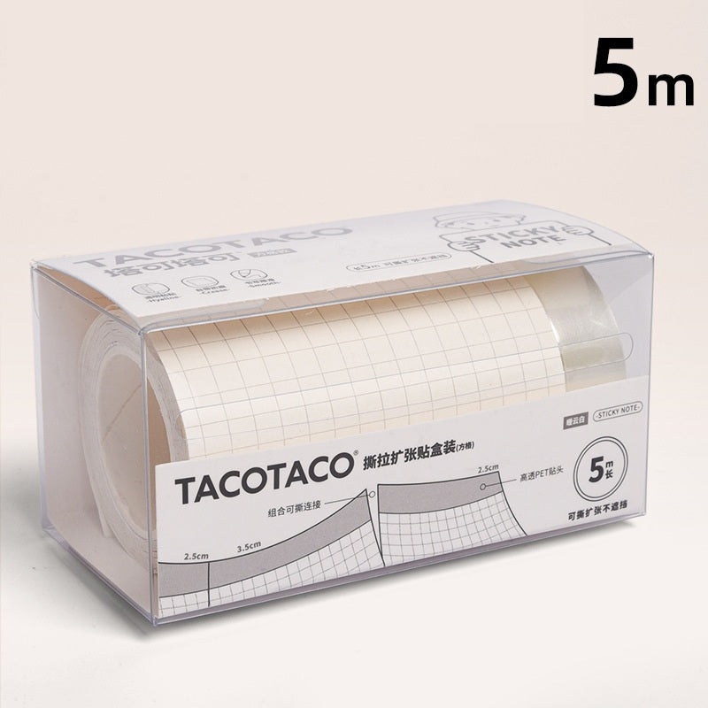 TACOTACO Expandable Transparent Sticky Notes 2-Pack – Foldable & See-Through | Ruled / Grid / Blank | 102 × 50 × 50mm | Repositionable Student Study Notes Grid