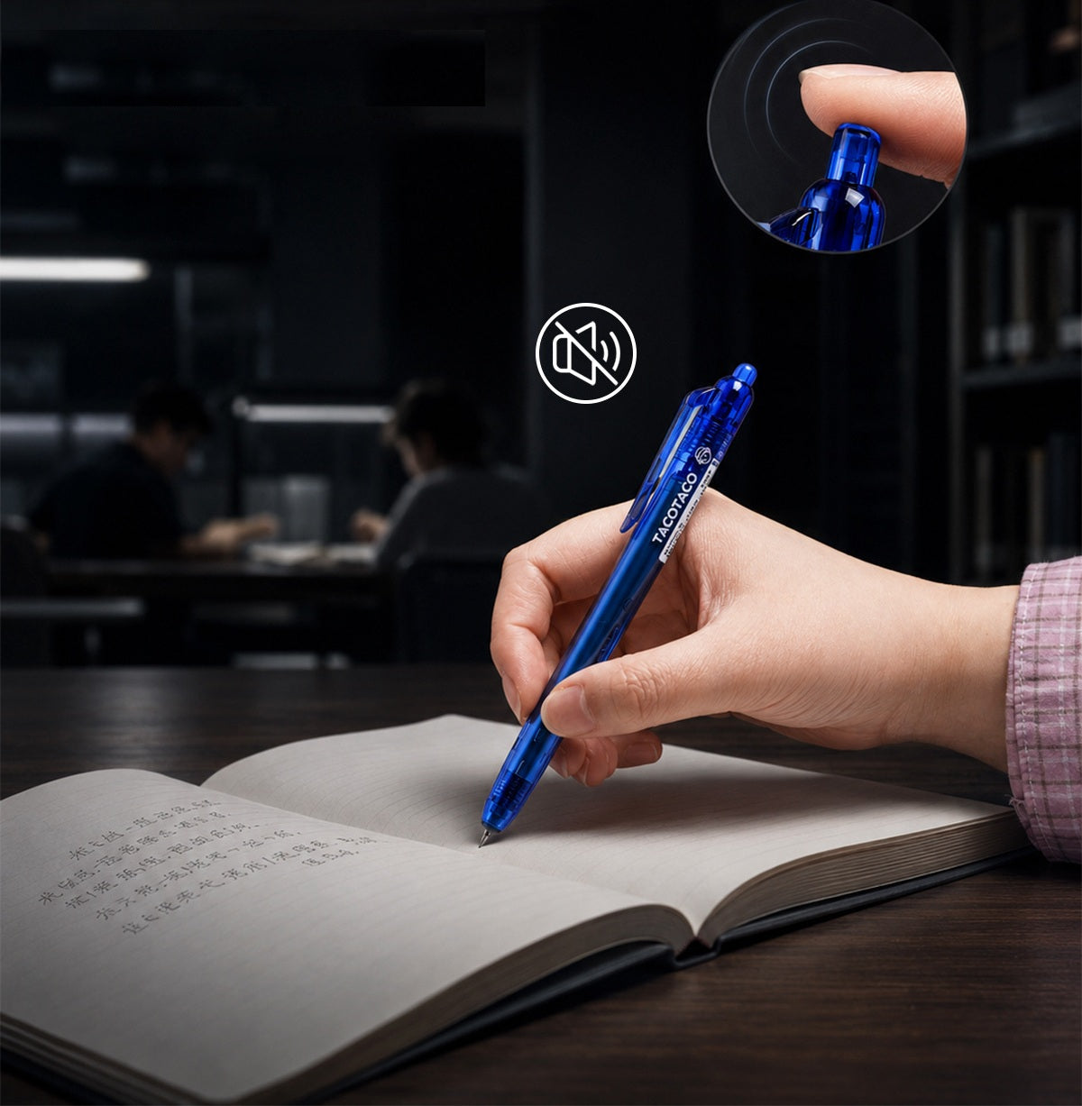 TACOTACO Silent Click ST Gel Pen 6-Pack – 0.5mm Long-Lasting Ink | Quiet Retractable Click | Black / Red / Blue | Exam & High-Volume Study Writing Pen
