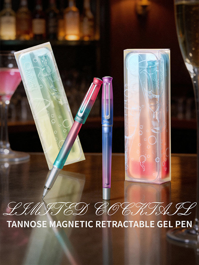 TANOOCI Cocktail Series Gel Pen – Magnetic Metal Grip, Gradient Design, 0.5mm Quick-Dry Black Ink