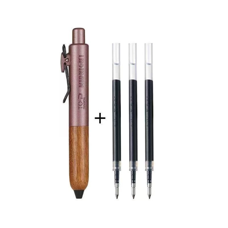 TANOOCI Midnight Sandalwood Grip Click Gel Pen with 3 Refills A