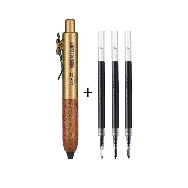 TANOOCI Midnight Sandalwood Grip Click Gel Pen with 3 Refills B