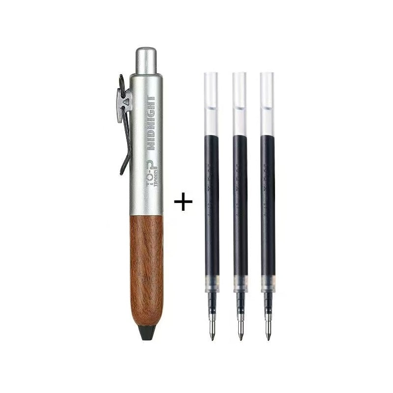TANOOCI Midnight Sandalwood Grip Click Gel Pen with 3 Refills D