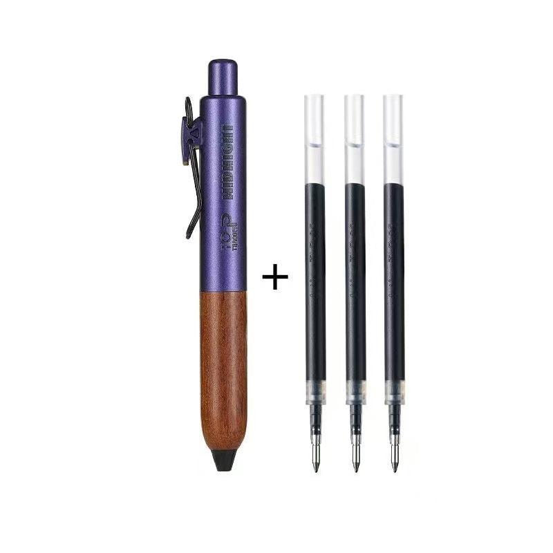 TANOOCI Midnight Sandalwood Grip Click Gel Pen with 3 Refills C