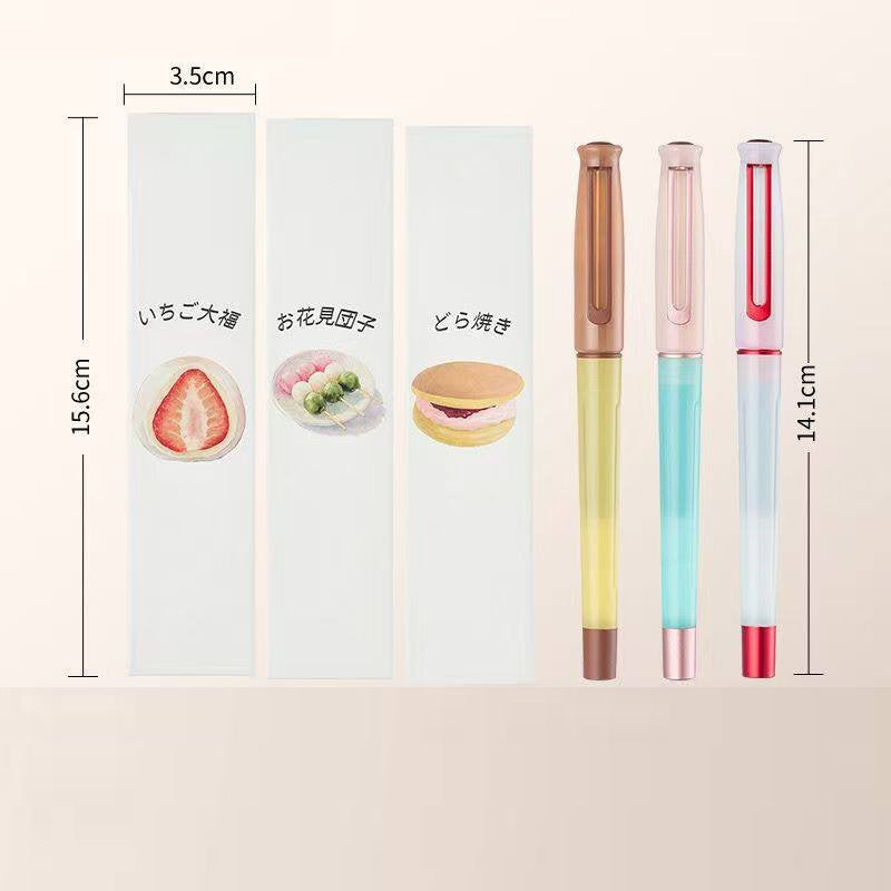TANOOCI Wagashi Japanese Sweets Gel Pen | Magnetic Cap | 0.5mm Bullet Tip Black Ink | Includes 2 Refills 3 Mixed