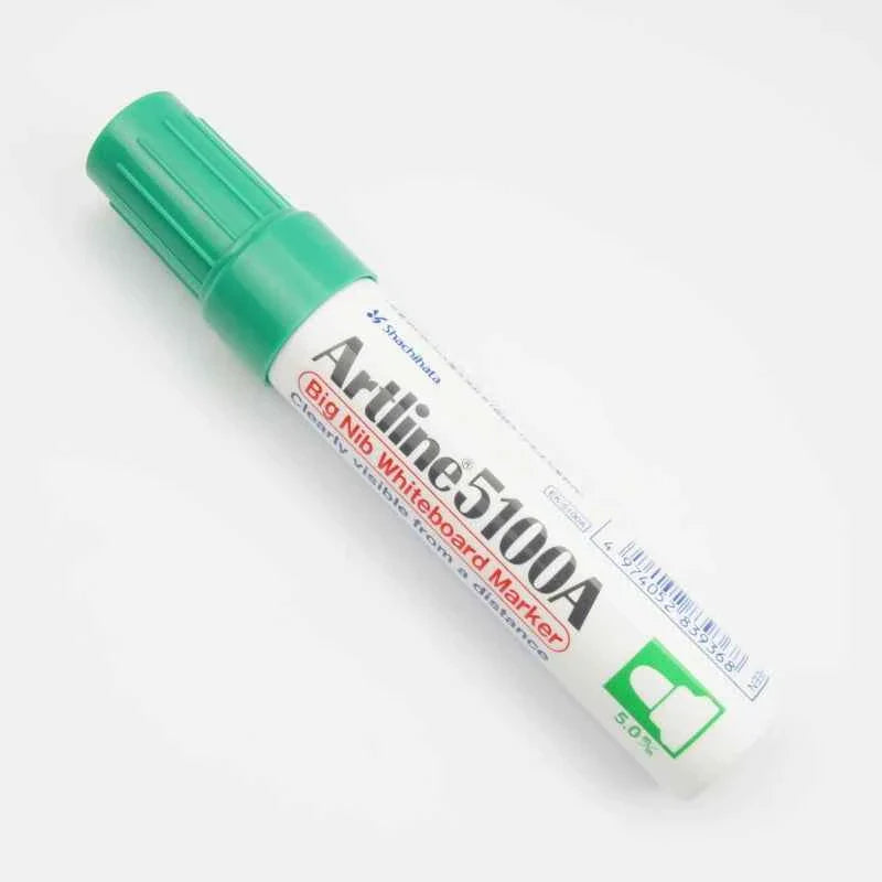 Artline 5100A Big Nib Whiteboard Markers - 5.0mm Bullet Tip - 4 Pack 4 Green