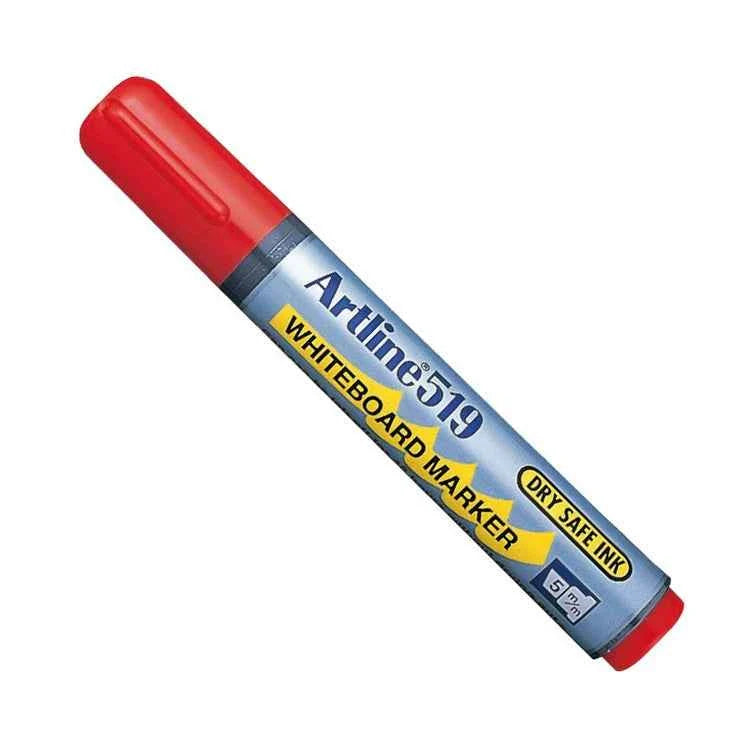 Artline 519 Day-Safe Whiteboard Markers | 2.0-5.0mm Chisel Tip | 4 Pack 4 Red