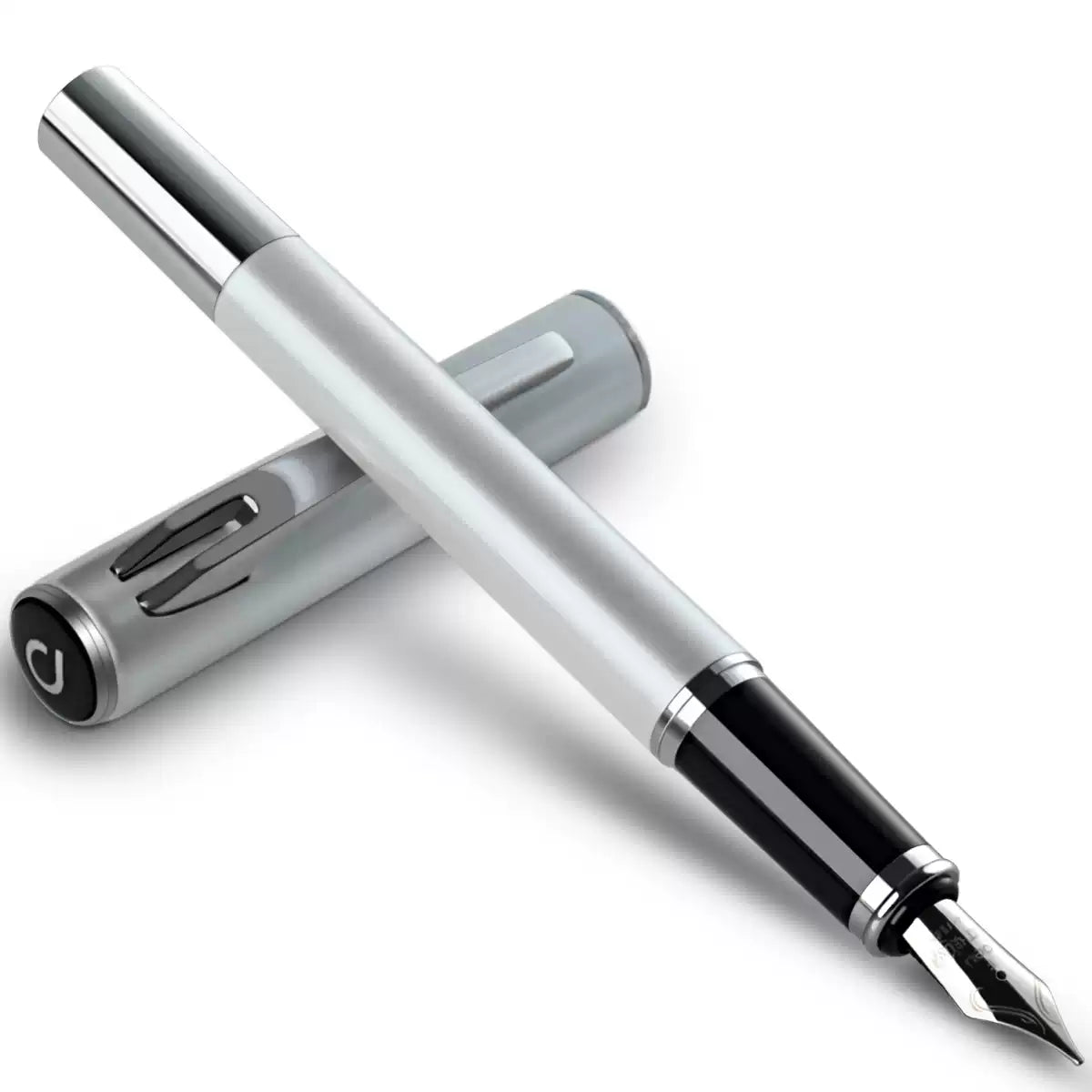 DELI Metheus All Metal Fountain Pen Fine Nib White