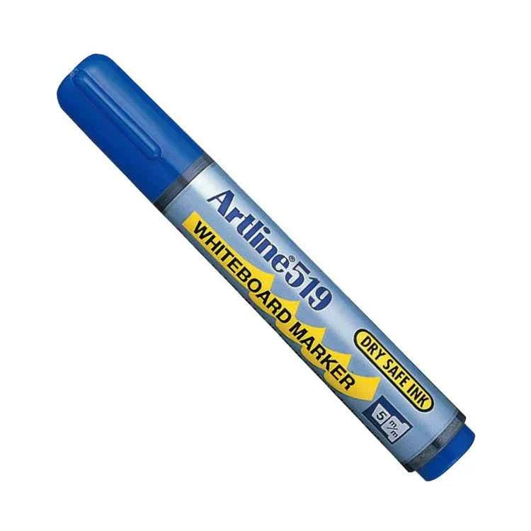 Artline 519 Day-Safe Whiteboard Markers | 2.0-5.0mm Chisel Tip | 4 Pack 4 Blue