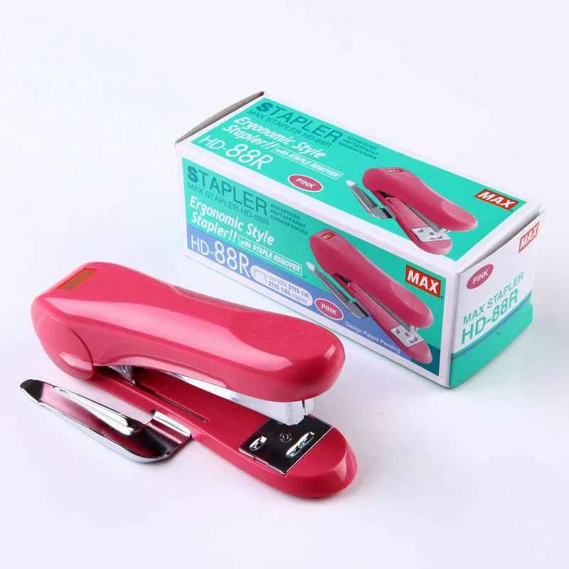 MAX Stapler HD88R Ergonomic Style with Staple Remover Pink